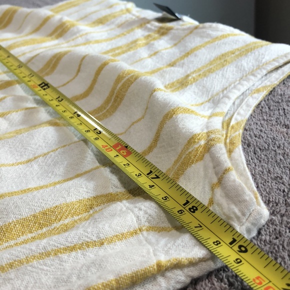 OLD NAVY YELLOW/WHITE PIN STRIPE WAISTE TIE SLEEVELESS MINI DRESS SIZE L - Picture 8 of 9